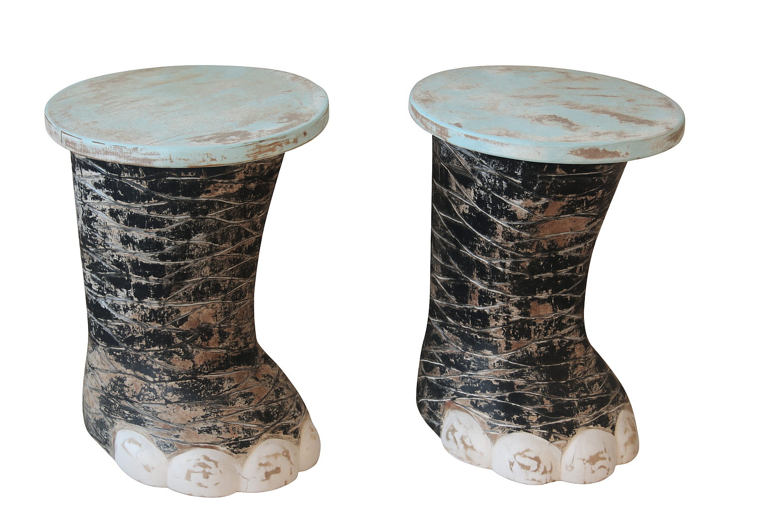 White background image of a hand-carved wooden Elephant chair made from recycled wood – a unique piece of carved animal furniture perfect for vintage home decor and playful interiors.