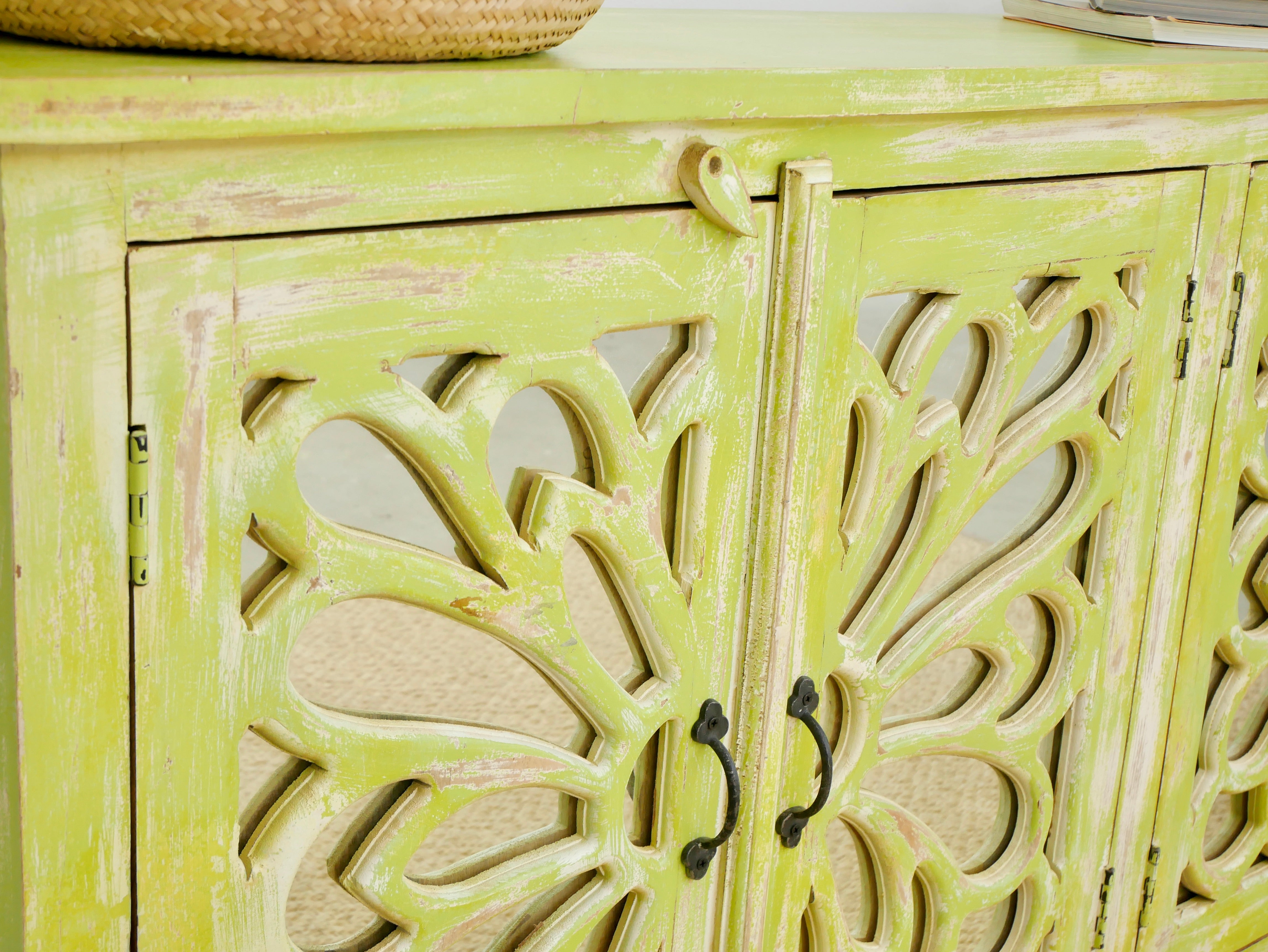 Freen star, antique sideboard with glass doors
