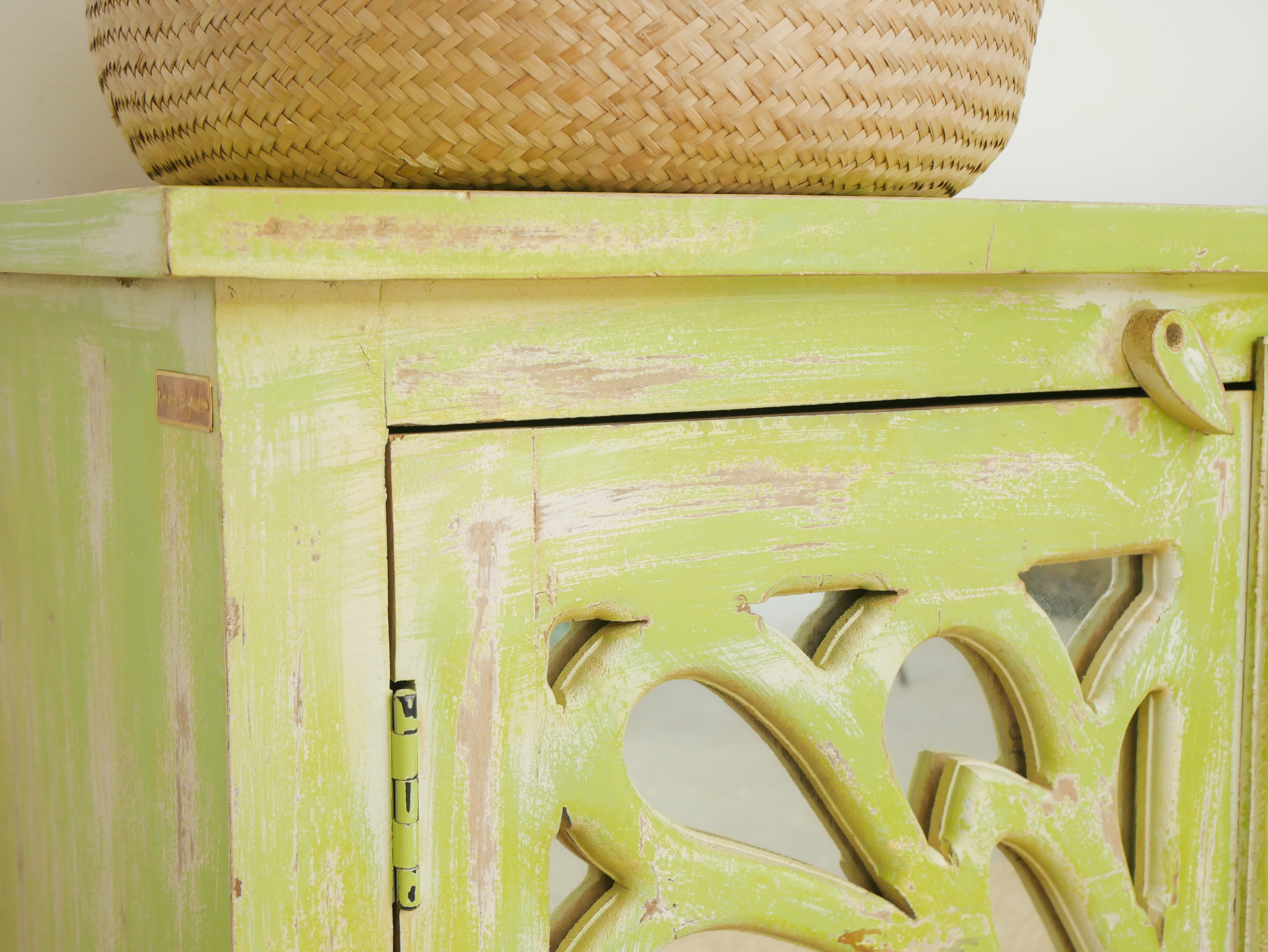 Freen star, antique sideboard with glass doors