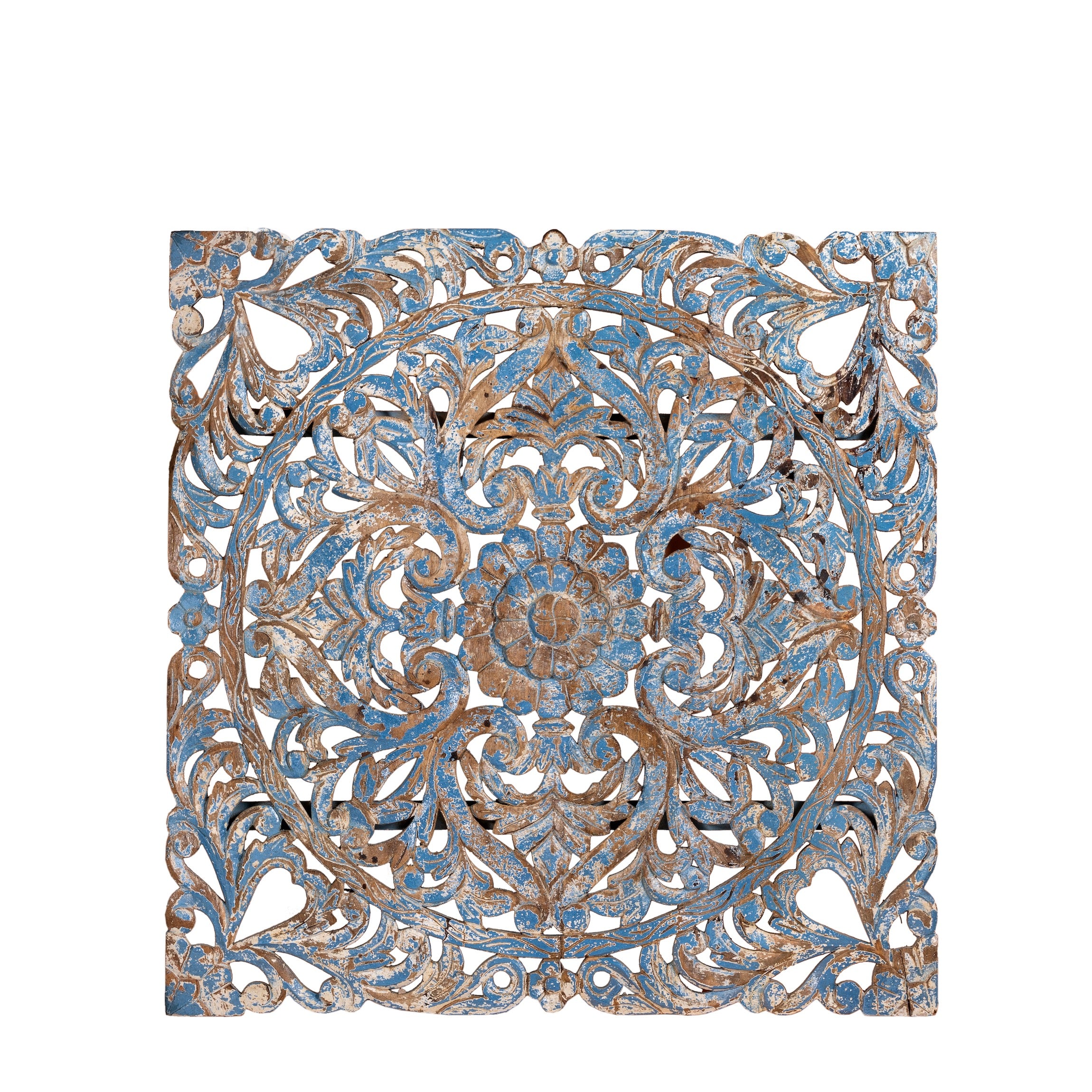 White background image of a Shay carved wooden wall panel made from mango wood with soft floral hand-carving—an artisan wooden wall decoration with natural beauty and handcrafted detail.