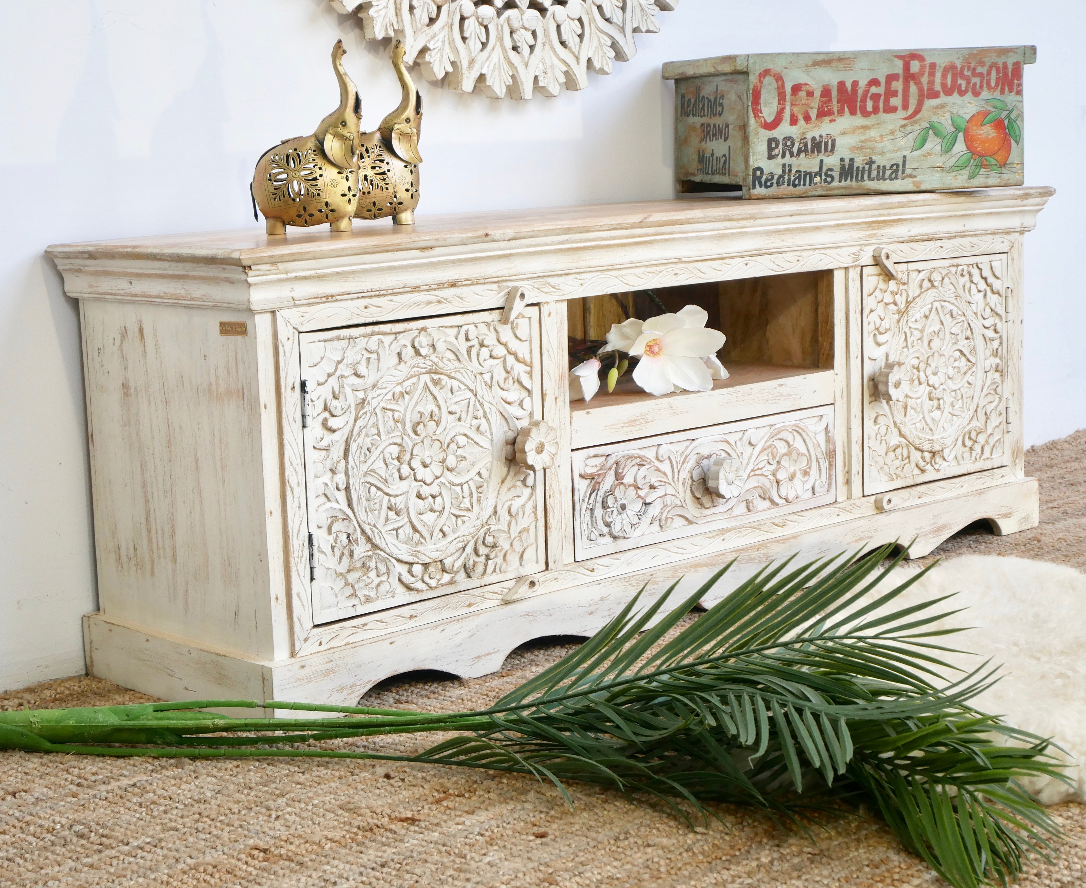Rourkela white, wooden tv unit