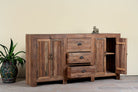 Wooden sideboard Avika with open doors on a neutral background