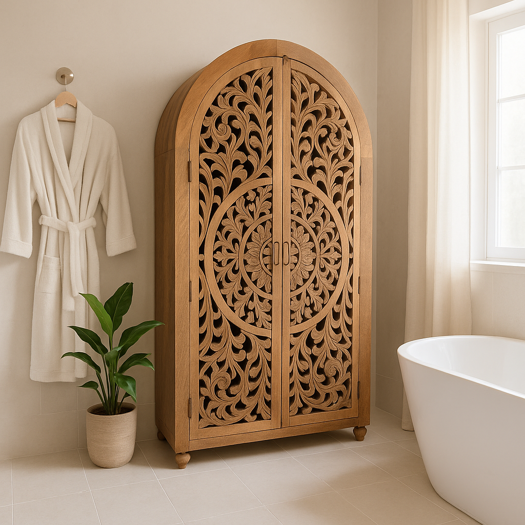 Life style decoration idea for Brahma hand carved wooden wardrobe