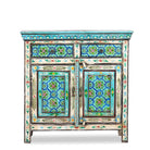 Decorative cabinet with floral patterns on a white background