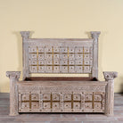 Handcrafted four poster bed made from reclaimed wood with carved detailing – Mirai model by Om Home & Garden