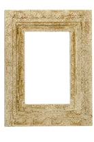 White background image of a vintage mango wood mirror with hand-carved frame; rectangular wall mirror, 76 × 102 cm.