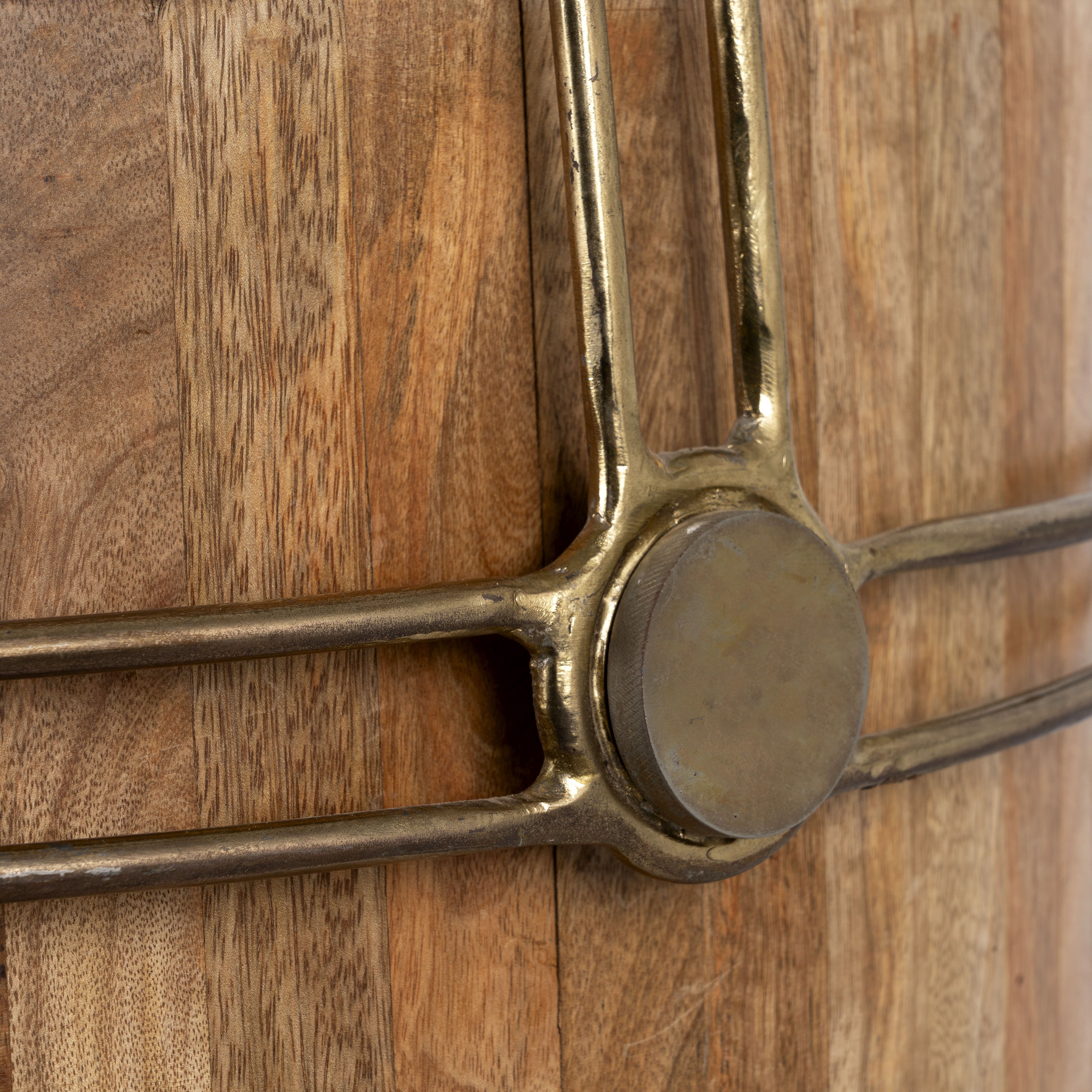 Close up image of a rustic single light pendant lamp with Mango wood and antique brass iron frame – minimalistic style lighting ideal for dining tables, kitchen islands, or cozy living areas.