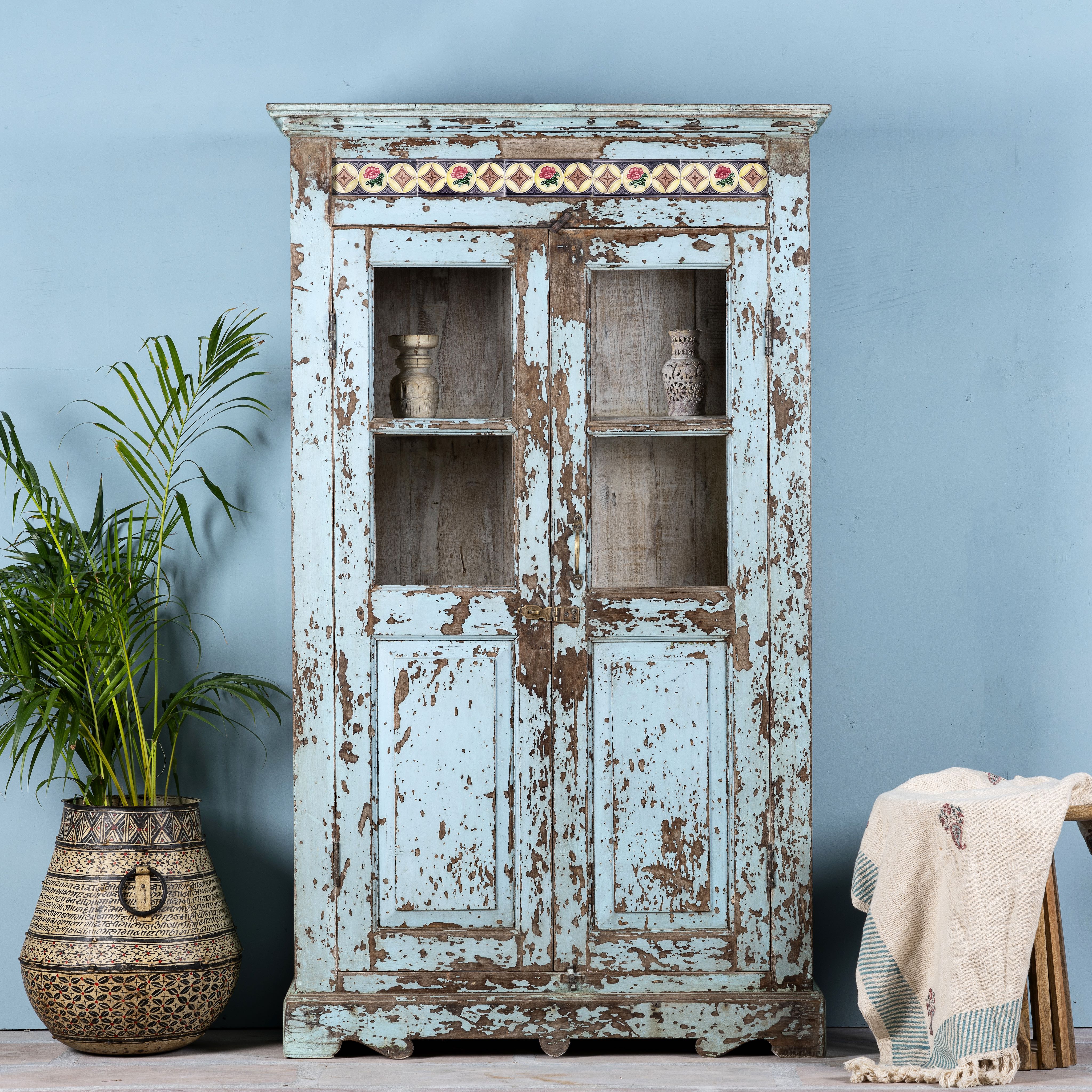Reclaimed Teakwood Cabinet With Old Paint Reclaimed Teakwood Cabinet With Old Paint