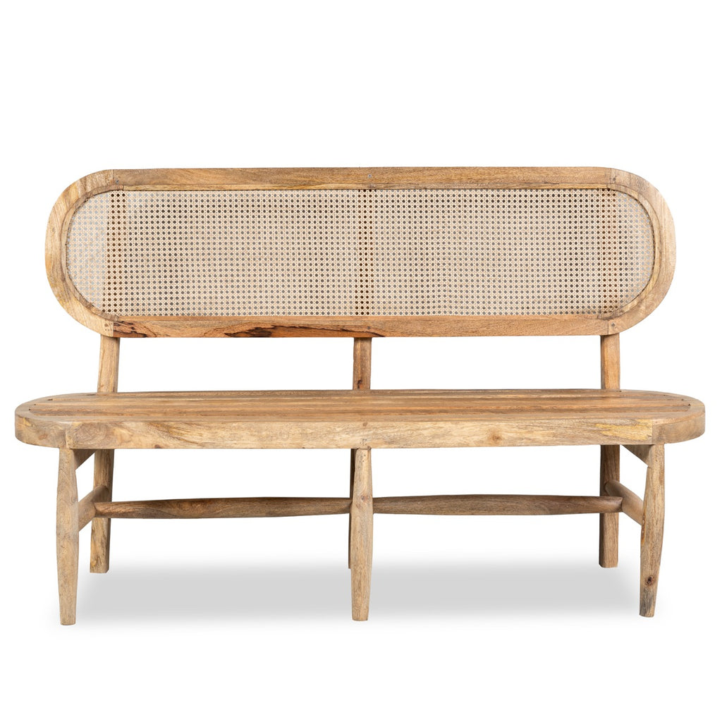 Sandeep, wooden sofa with rattan inserts
