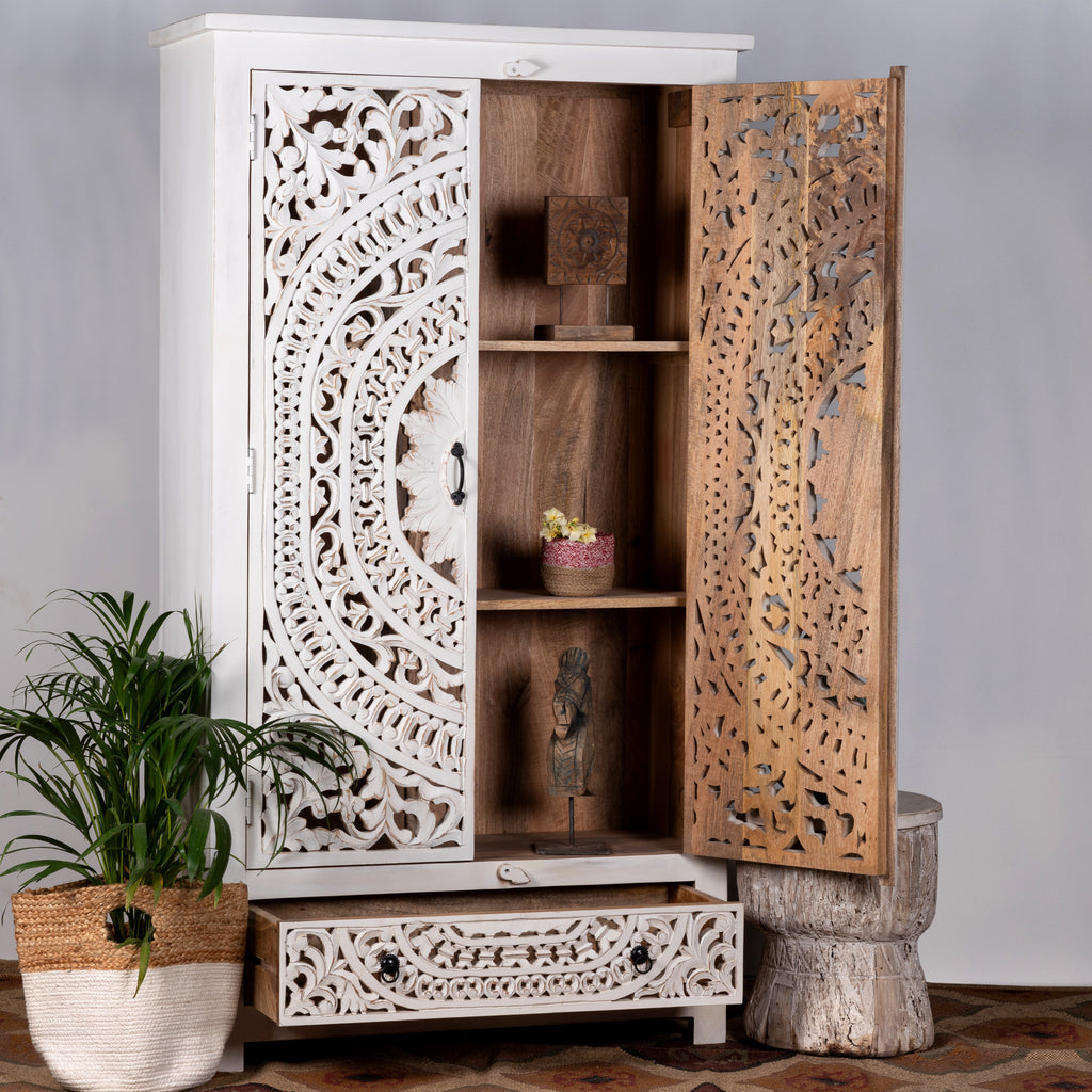 Chilika, carved indian-style cupboard