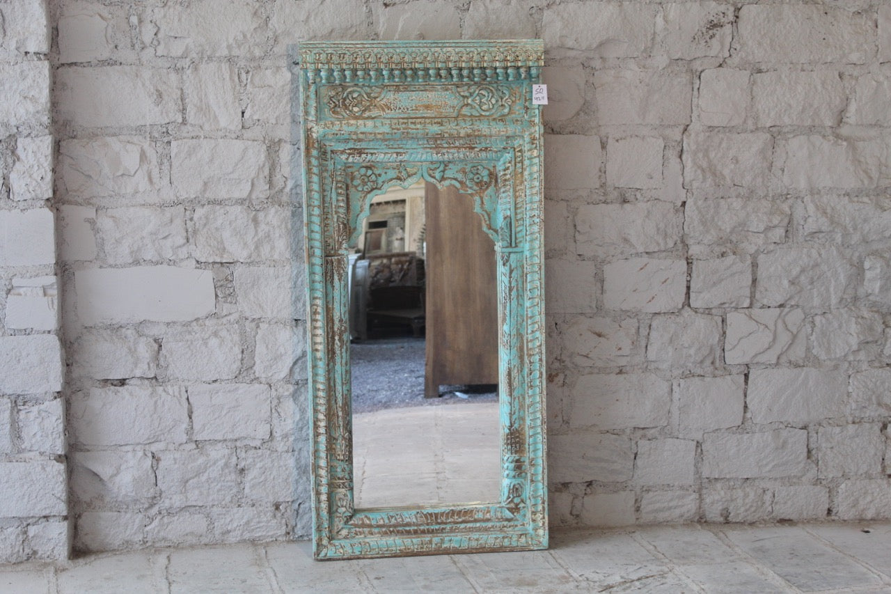 Amal, antique green indian window mirror