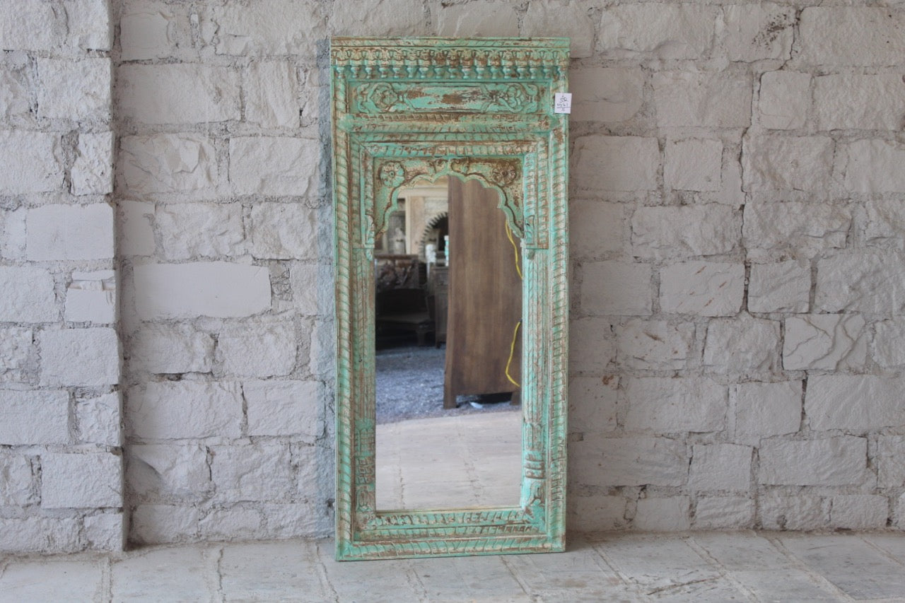 Amal, antique green indian window mirror