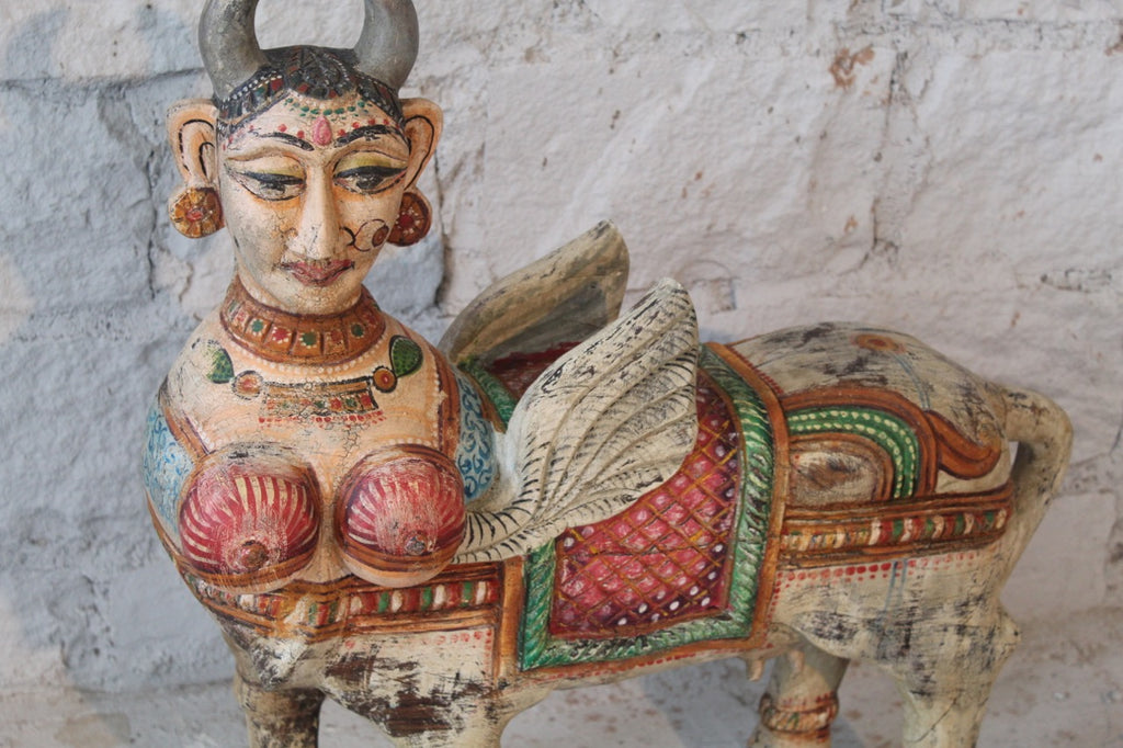 Kamadhenu, hand-painted decorative indian statue