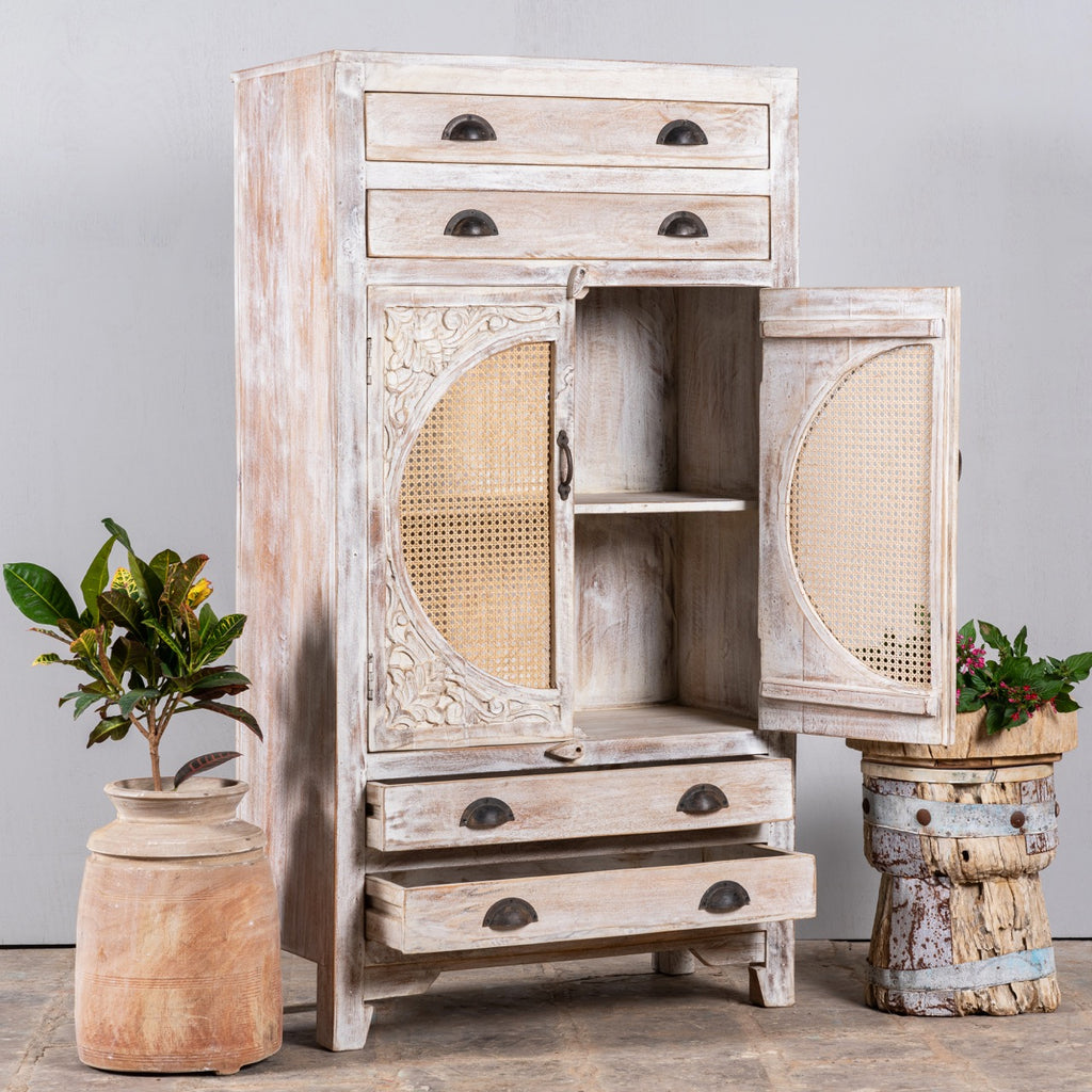 Ganga white wooden cabinet.