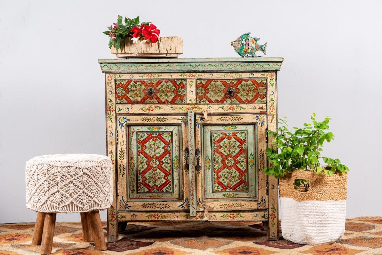 Ghaas, hand-painted antique cabinet
