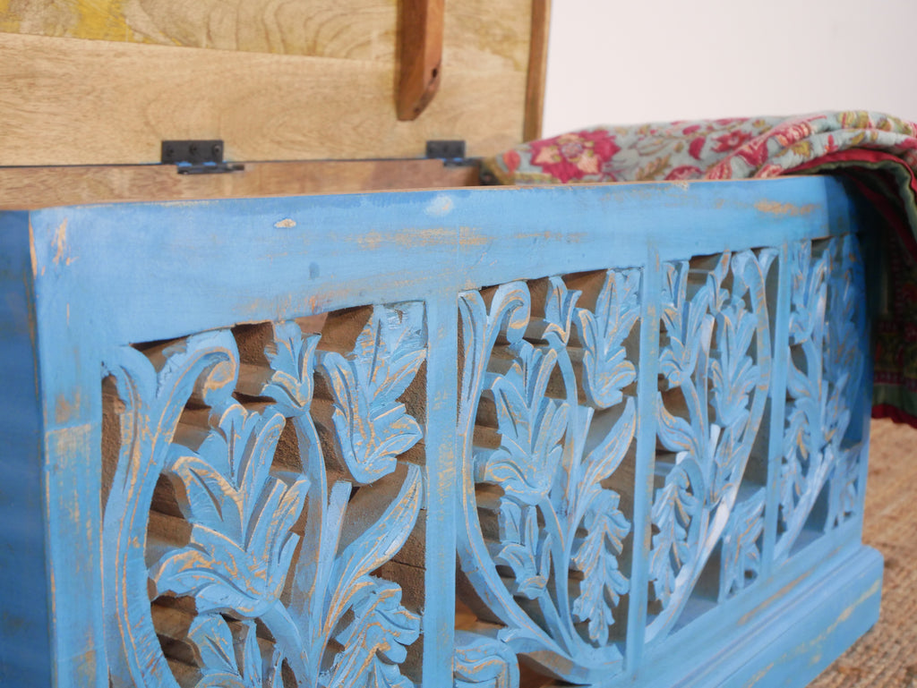 Brahma, blue wooden storage box 