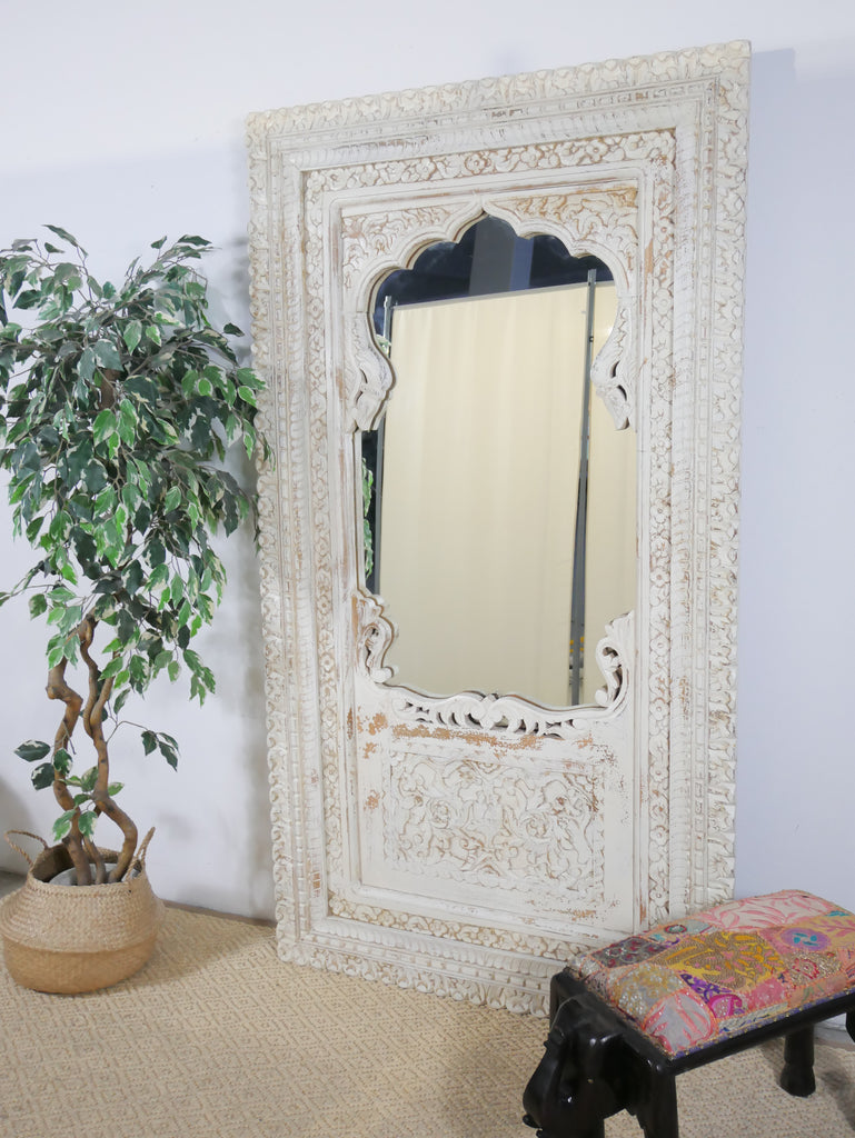 Poorab, vintage wooden mirror