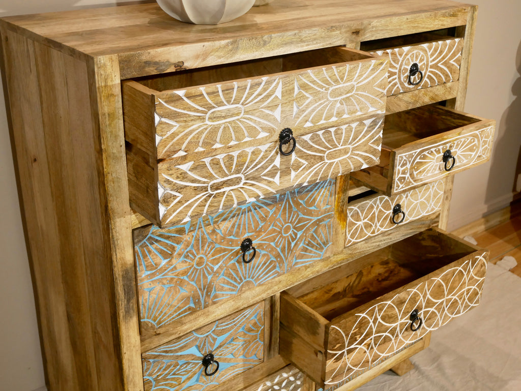 Mirza, indian-style wooden chest of drawers
