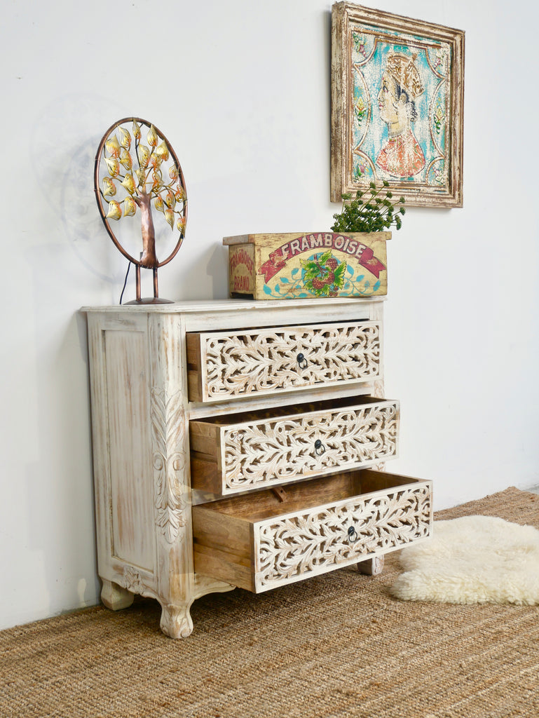 Divya, antique decorated chest of drawers